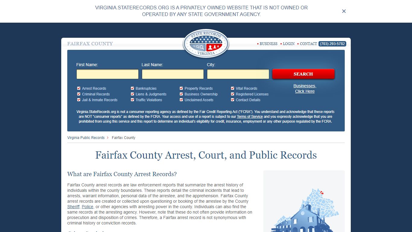 Fairfax County Arrest, Court, and Public Records